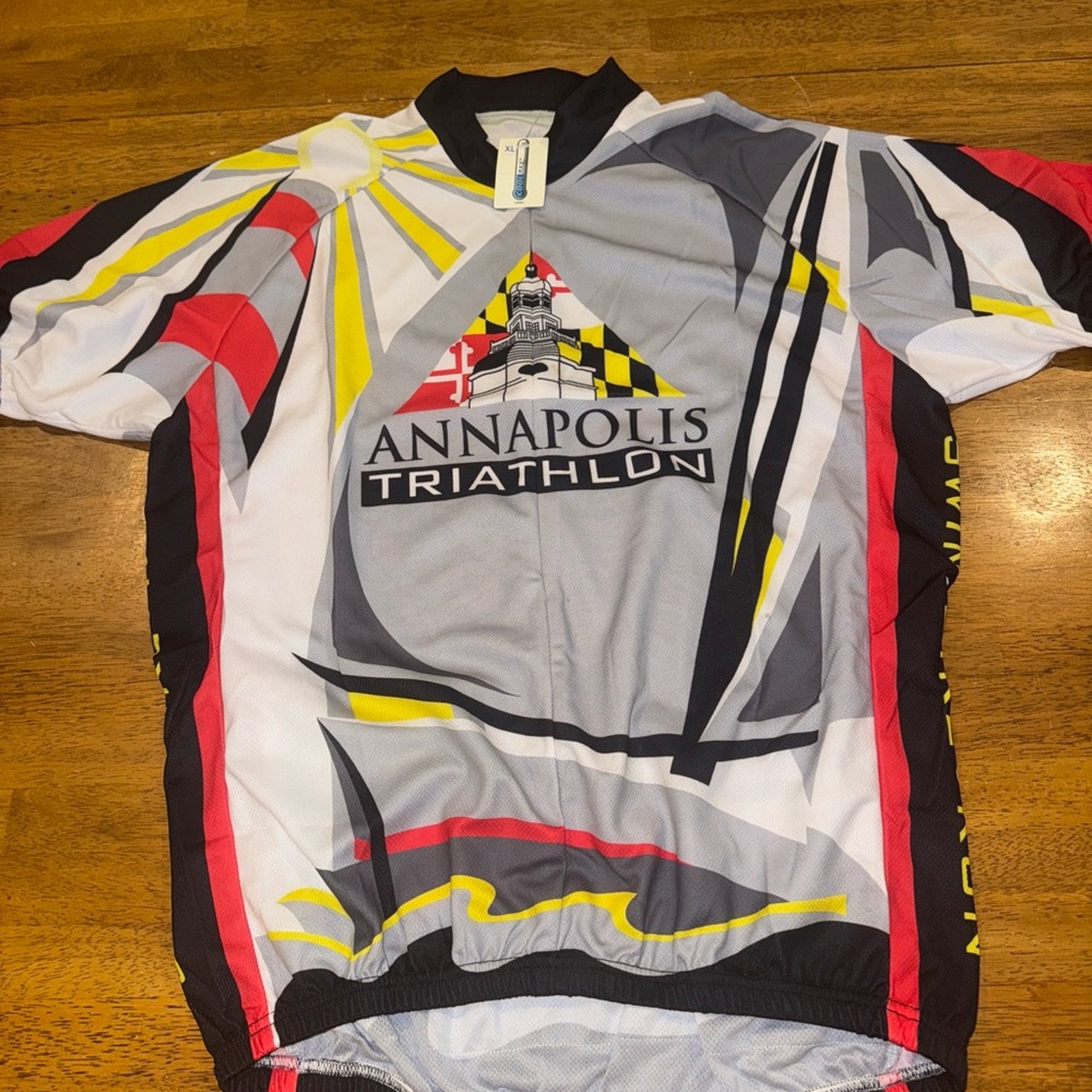 Annapolis Men’s Rising Sun Triathlon Half Zip Pocket Cycling Jersey XL New Tags